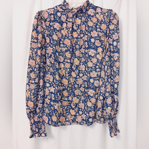 Levi's Floral High-Neck Long Sleeve Blouse Size M - Picture 3 of 13